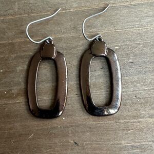 Stylish Bronze Tone Open Oval Drop Earrings - Women's Jewelry